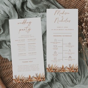 Fall Progrm Template Fall Floral Wedding Program Template, Wedding Itinerary and Order of ...