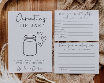 Parenting Tip Jar, Baby Shower Advice Sign And Card, Baby Shower Game Template, Baby Shower Activity, Baby Shower Decorations Gender Neutral