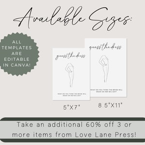 Minimalist Guess The Dress, Printable Bridal Shower Game, Editable Template, Bridal Shower Ideas, Hen Party Game, Bachelorette Game image 3