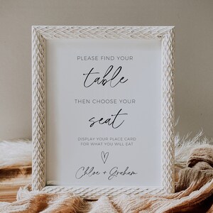 Find Your Seat Sign, Printable Wedding Seating Sign Minimalist Place ...