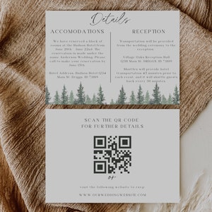Pine Wedding Invitation Suite, Forest Wedding Invitation Template, Pine Tree Wedding Stationary, Outdoor Wedding Invite, Summer Wedding image 4
