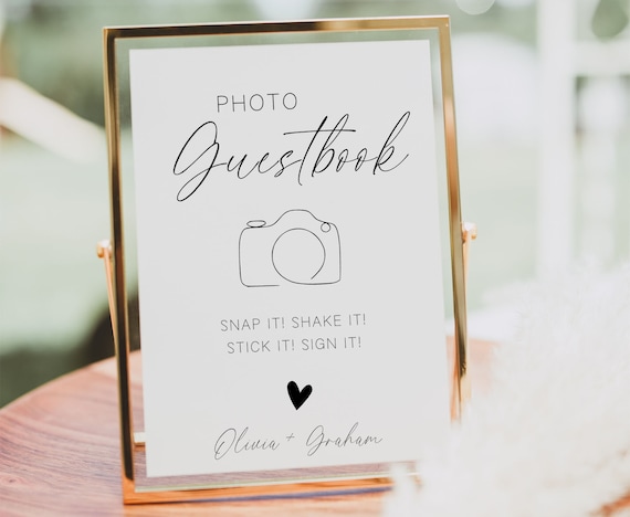 Modern Photo Guestbook Sign Template Download Minimalist Wedding Polaroid  Guestbook Sign Photo Guest Book Sign Olivia 