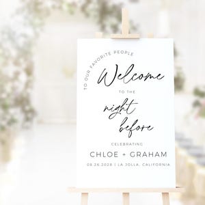 The Night Before Welcome Sign Template, Printable Rehearsal Dinner Sign, Minimalist Wedding Rehearsal Dinner Sign, Editable In Canva