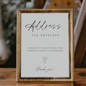 Minimalistische Adresse das Umschlagzeichen, bearbeitbare Vorlage, Boho Brautdusche Zeichen, schreiben Sie Ihre Adresse, Brautdusche Dekor, sofortiger Download