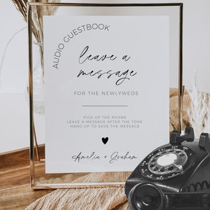 Audio Guestbook Sign, Unique Wedding Guestbook Sign Template, Modern Minimalist Audio Guestbook Sign, Bohemian Voicemail Guest Book Sign