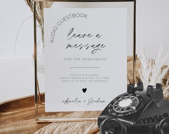 Audio Guestbook Sign, Unique Wedding Guestbook Sign Template, Modern Minimalist Audio Guestbook Sign, Bohemian Voicemail Guest Book Sign