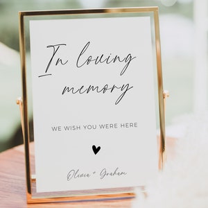 Wedding Memorial Sign, In Loving Memory Template, Wedding Memorial Table Sign, Editable Memorial Sign, Modern Minimalist Wedding Signage