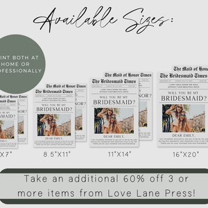 Newspaper Bridesmaid Proposal, Bridesmaid Info Card, Printable Maid Of Honor Proposal, Will You Be My Bridesmaid, Editable Template image 3