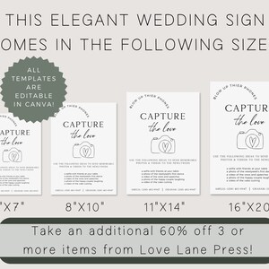 Minimalist Capture The Love Sign, Blow Up Their Phones, Boho Wedding Sign, Wedding Photo Sign, Digital Download, Editable Template image 5