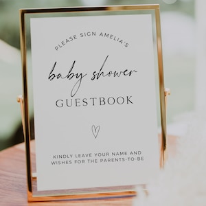 Baby Shower Guest Book Sign, Baby Shower Decorations Gender Neutral, Editable Template, Please Sign Our Guest Book, Baby Shower Signage