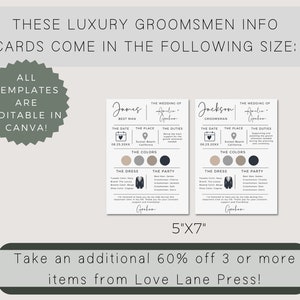 Groomsmen Info Card Template, Best Man Info Card, Groomsmen Infographic Card, Groomsmen Proposal Card, Modern Wedding Party Info Card image 5