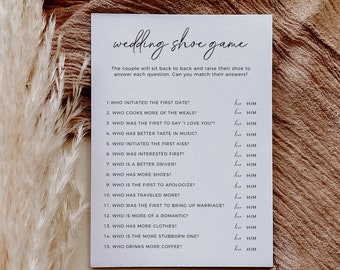 Minimalist Wedding Shoe Game, Couples Shower Games, Engagement Party Games, Wedding Shower, Wedding Table Games, Editable Template
