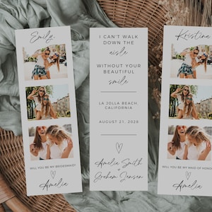 Bridesmaid Proposal Photo Strip, Photo Booth, Bridesmaid Proposal Card, Will You Be My Bridesmaid, Maid Of Honor Proposal Card Template
