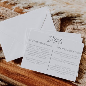 Hochzeitsdetails Kartenvorlage, druckbare Hochzeitseinladung, Beilagenkartenvorlage, moderne minimalistische Hochzeitseinladung Einlegekarte