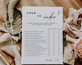 Bridal Shower Over Or Under, Editable Template, Bridal Shower Game, Modern Minimalist, Boho Bridal Shower Activity, Hen Party Game