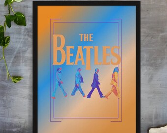 The Beatles wall art | The Beatles gifts | The Beatles print | Vintage music poster | Abbey Road Poster | digital wall art | Colorful print