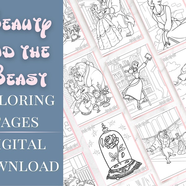 Beauty and the Beast coloring pages | Belle | Beast | coloring pages | coloring book | instant download coloring pages