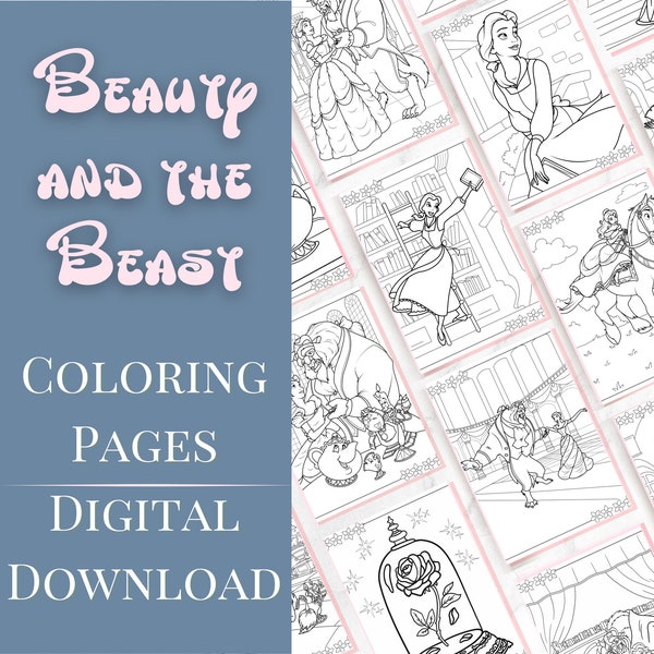 Beauty and the Beast coloring pages | Belle | Beast | coloring pages | coloring book | instant download coloring pages