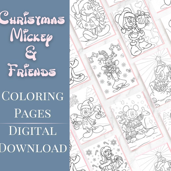 Mickey & Friends Christmas coloring pages | coloring pages, coloring book, instant download coloring pages, coloring pages for kids