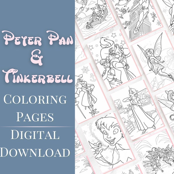 Peter Pan & Tinkerbell coloring pages | Tink | Pixie Hollow | coloring pages | coloring book | instant download coloring pages