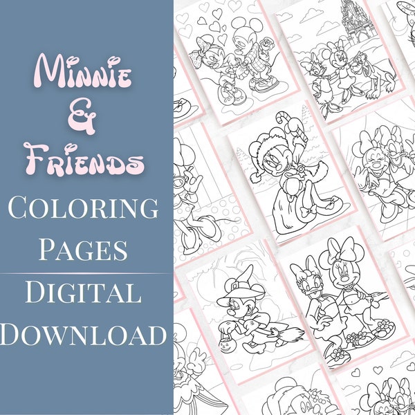 Minnie & Friends coloring pages | Minnie coloring pages, Minnie coloring book, instant download coloring pages, coloring pages for kids