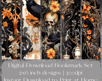 Gothic Bookmarks, Set of 10 Printable Bookmarks, Digital Bookmarks, digital download, Halloween Bookmarks