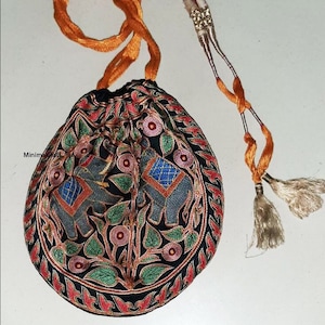 Borsa pochette da lavoro artistico ricamata fatta a mano, preziosa borsa da soldi tradizionale lavorata artigianalmente, borsa regalo unica nel suo genere e borsa da borsa per soldi