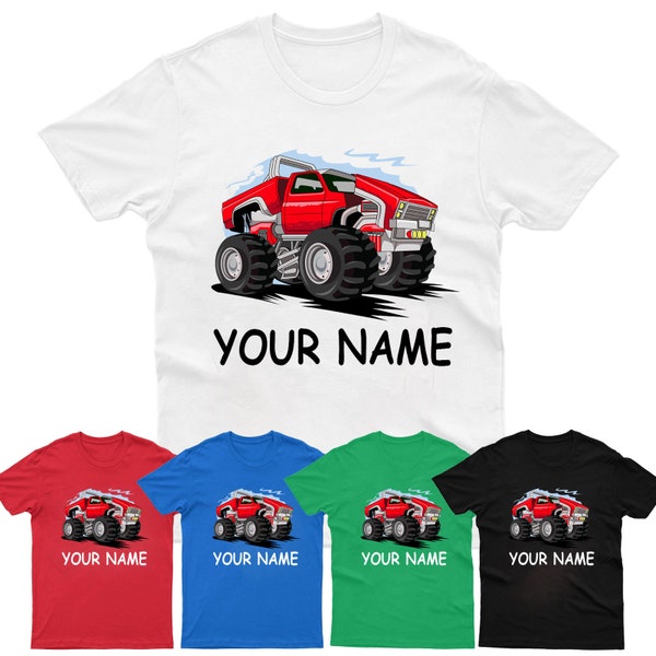 Personalised Monster Truck Kids T Shirt, Boys Truck T-shirt, Kids Truck Gift, Monster Truck Shirt, Boys Top, Boys Birthday Shirt