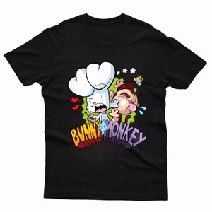 Bunny Vs Monkey T Shirt Book Day Cartoon Children Kids Boys Book Story School Event Teacher Gift Book Tee Top image 2