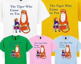 The Tiger Who Come To Tea Kids T-shirt World Book Day Story Book ColorFul School Event Study Lover Gift Top
