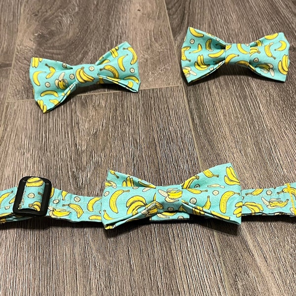 Banana Bow Tie | Banana Collar | Mint Green and Yellow | Pet Accessories