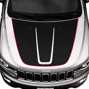 Hood Graphic for Jeep Grand Cherokee WK2 2015-2022 - Black on Black Topo Map