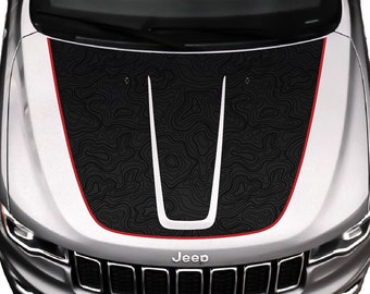Hood Graphic for Jeep Grand Cherokee WK2 2015-2022 - Black on Black Topo Map