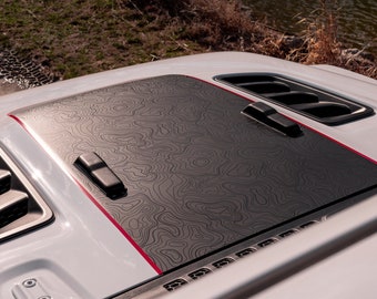 Hood Graphic for Wrangler JL and Gladiator JT RUBICON models - Black on Black Topo Map