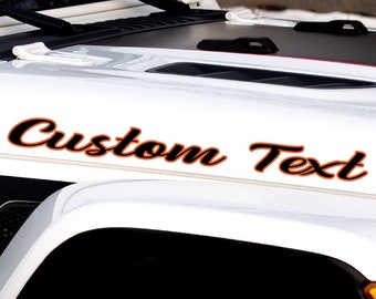 Personalized Jeep Hood Decal – Custom Text, Carwash Safe