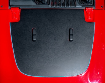 Hood Graphic for Wrangler JL/JLU and Gladiator JT - Black on Black Topo Map