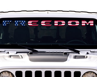 FREEDOM Windshield Decal – American Flag Lettering (40" x 2.7")