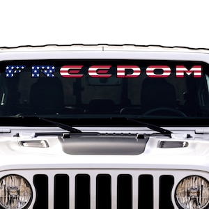 FREEDOM windshield Lettering Sticker - American Flag Lettering for your windshield