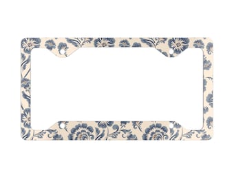 Floral Metal License Plate Frame