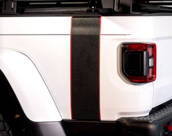 Jeep Gladiator Bedside Stripe Graphic - Matte Black Topo (Set of 2)