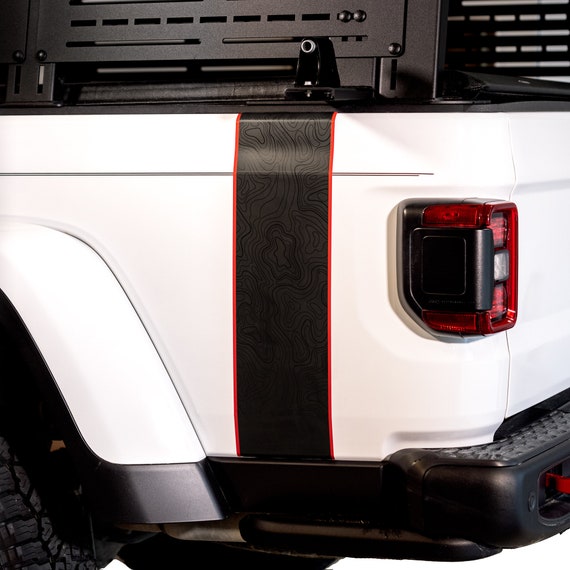 Jeep Gladiator Bedside Stripe Graphic - Matte Black Topo (Set of 2)