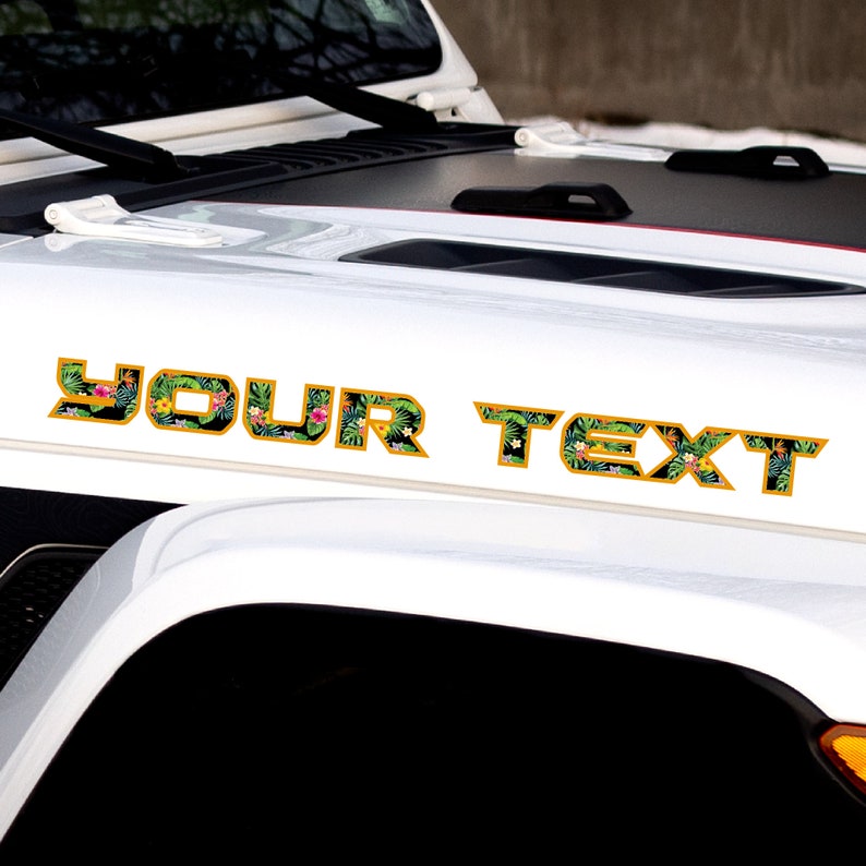 Jeep Custom Lettering Custom Tropical Floral Lettering Decal | Car Hood, Set of 2 - Etsy