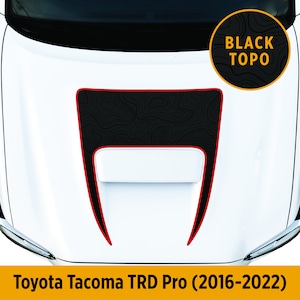 Custom Hood Graphic for Toyota Tacoma TRD Pro - Matte Black with Gloss Topo Design - Fits 2016-2022 TRD Models - 3M Vinyl - Multiple Colors