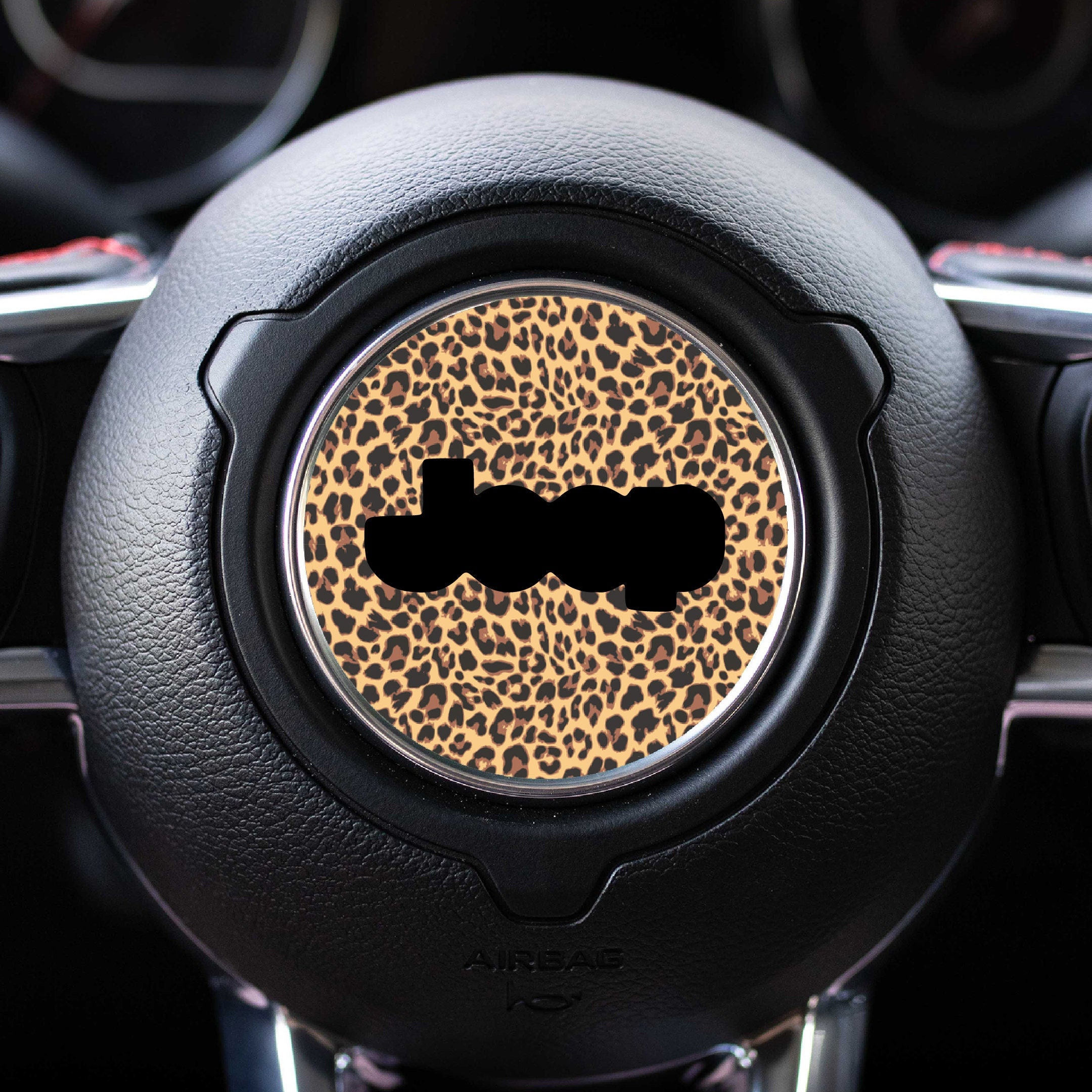 Leopard Autositzbezüge Komplettset mit Lenkradabdeckung 2  Sicherheitsgurtpolster, Gepardendruck Sitzbezüge für Autos für Frauen,  Airbag-kompatibel, universell