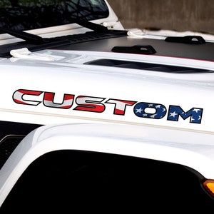 Custom American Flag Lettering Sticker Decal for Hood | Set of 2