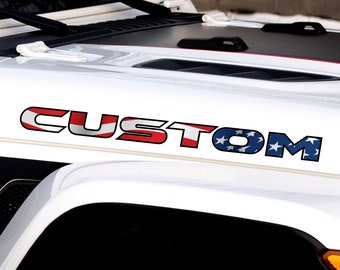 Custom American Flag Lettering Sticker Decal for Hood | Set of 2