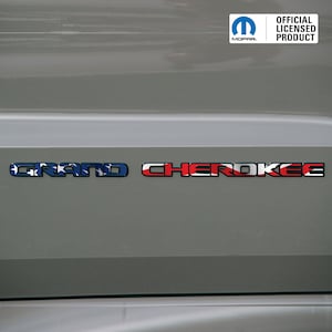 GRAND CHEROKEE Tür Emblem Overlay Aufkleber - Amerikanische Flagge Print Designs | Passend für 2017-2022 Grand Cherokee WK2