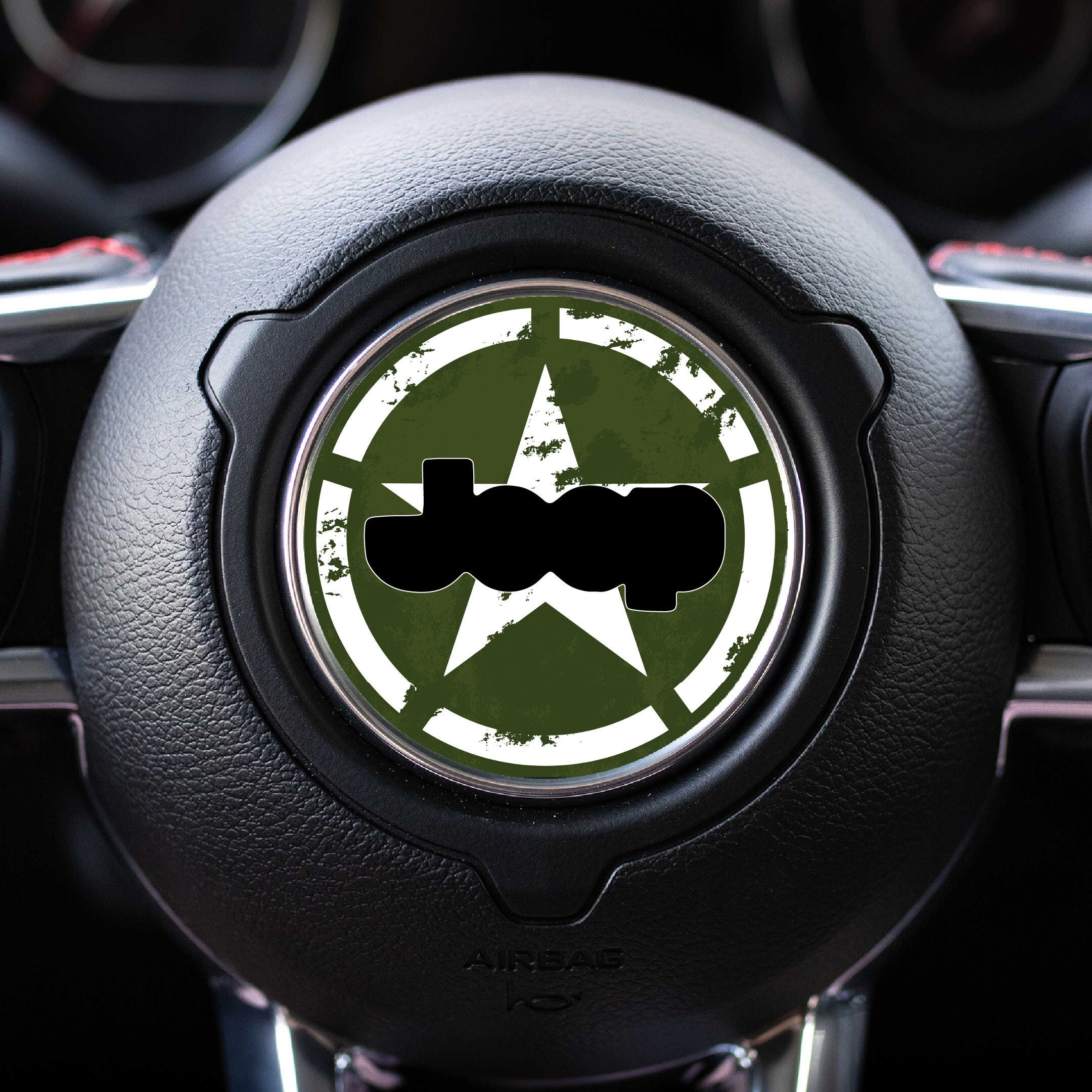 Army Star Print Steering Wheel Circle Decal Accessory for Jeep Vehicles
