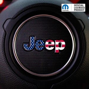 JEEP Steering Wheel Emblem Decal – American Flag Overlay