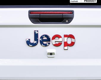 JEEP Emblem Overlay Decals - American Flag Print | Fits Gladiator JT Fenders & Tailgate